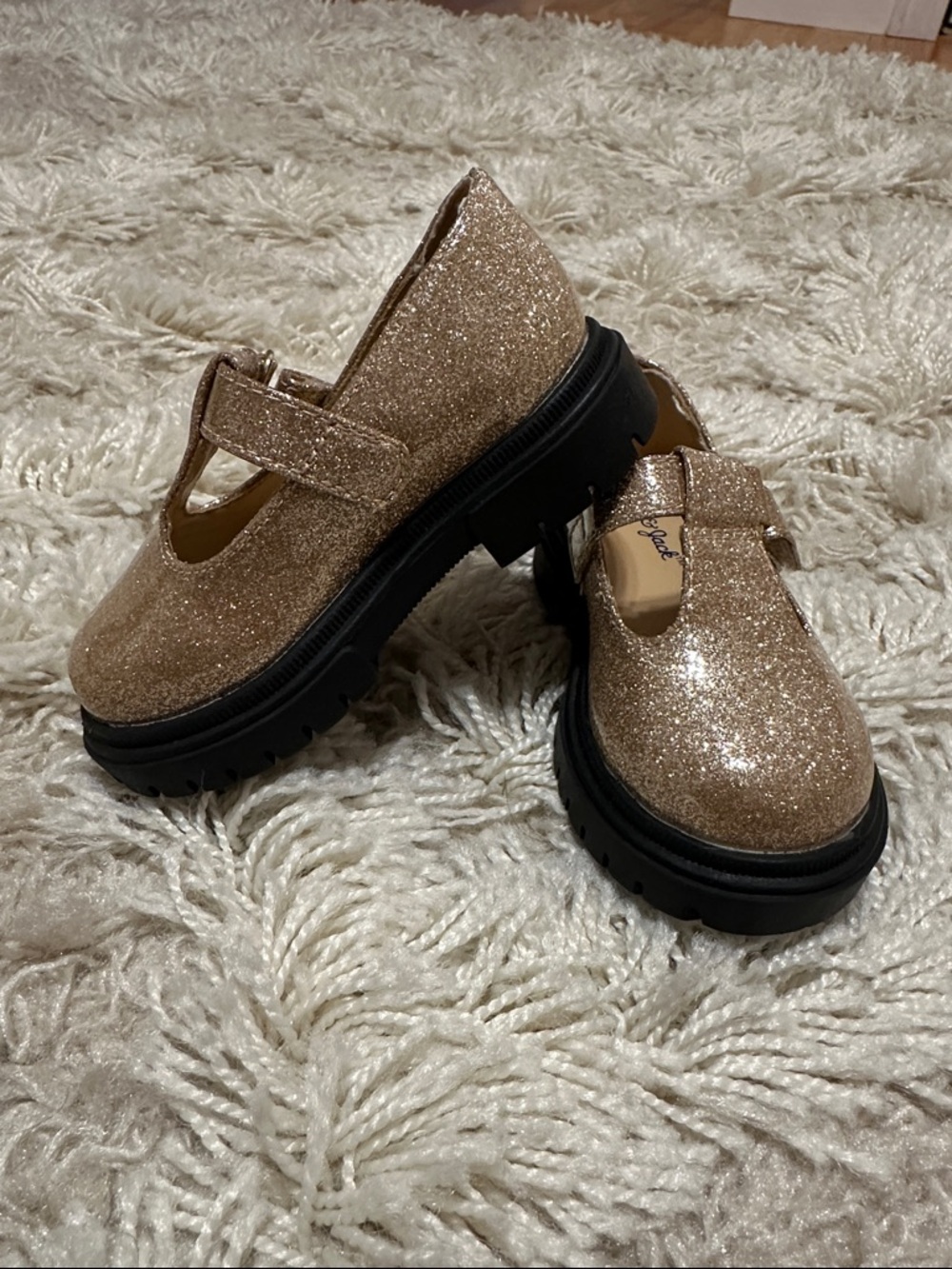 Cat & Jack Gold Glitter Mary Jane Shoes